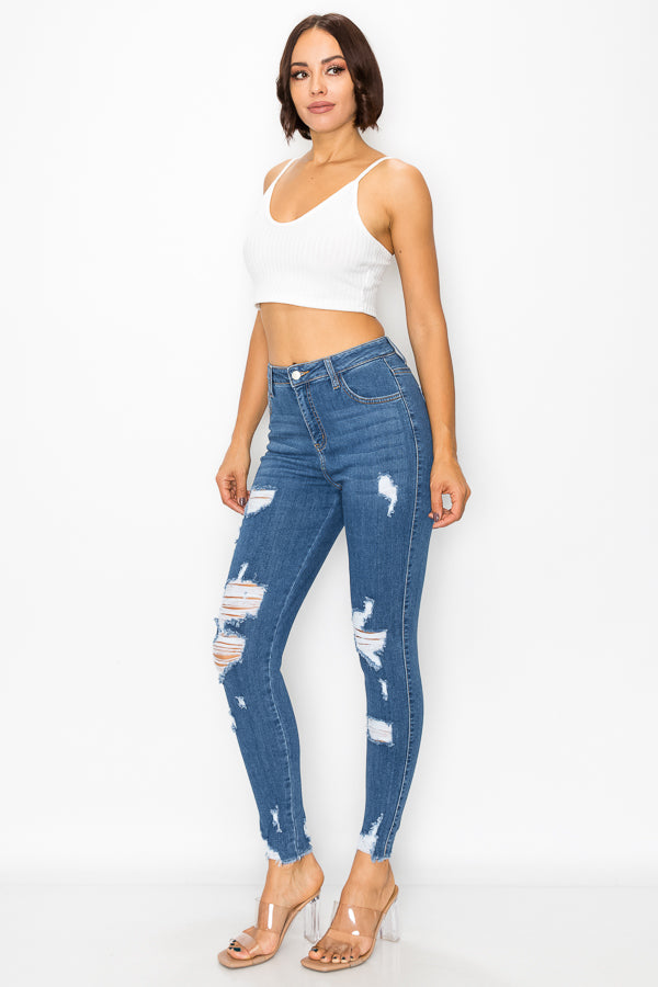 Sharon - Jean skinny déchiré à taille haute