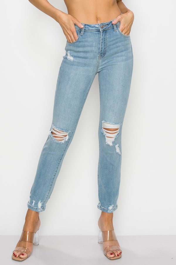 Margaret - High Rise Destructed Straight Leg