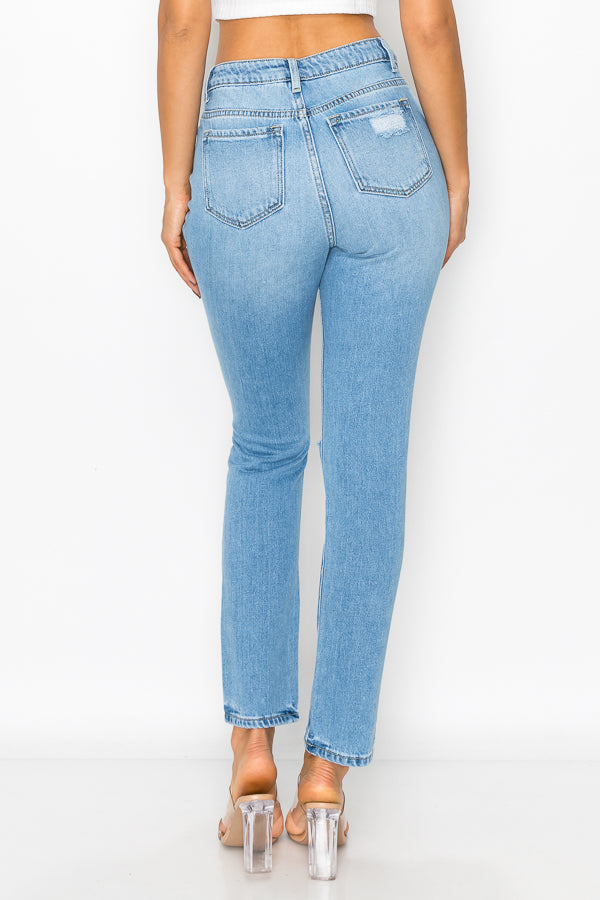 Abigail - Super High Rise Destructed Mom Jeans