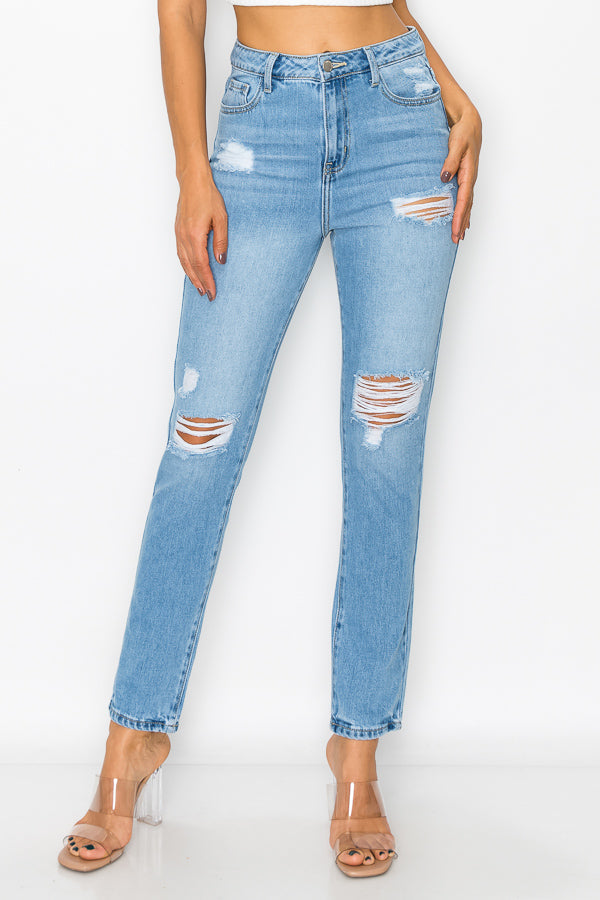 Abigail - Jeans Mom Destructed a vita altissima