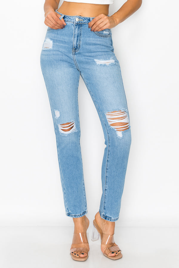 Abigail - Jeans Mom Destructed a vita altissima