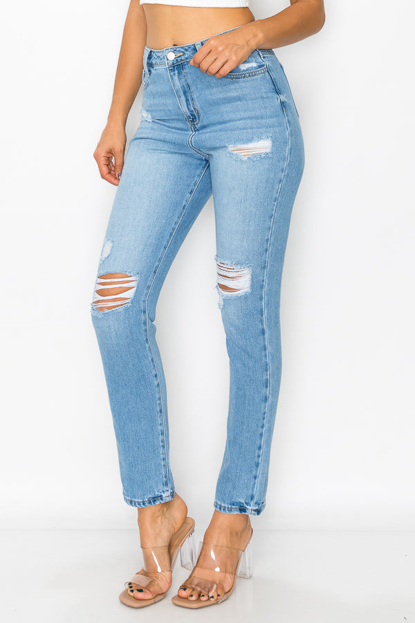 Abigail - Jeans Mom Destructed a vita altissima