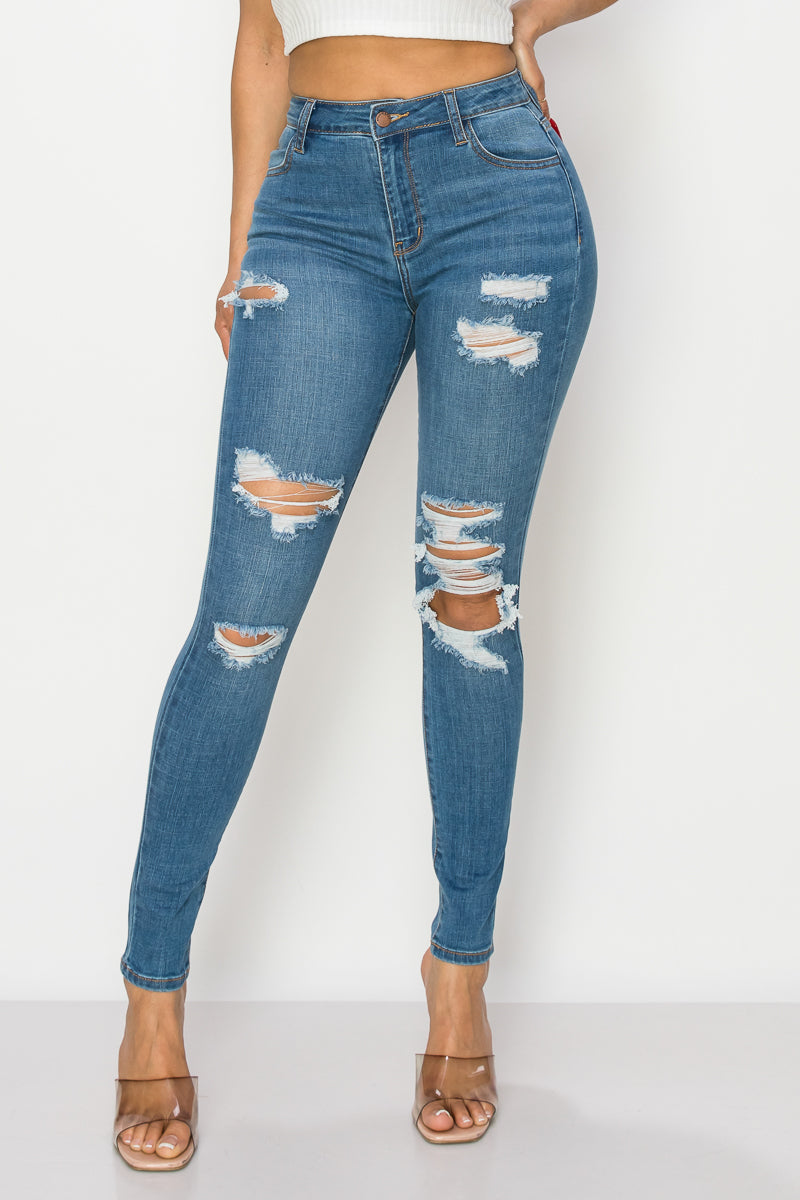 Frida - Jean skinny stretch déchiré à taille haute