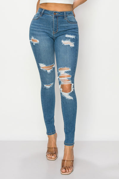 Frida - Jean skinny stretch déchiré à taille haute