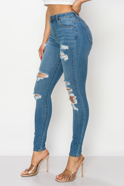 Frida - Jean skinny stretch déchiré à taille haute