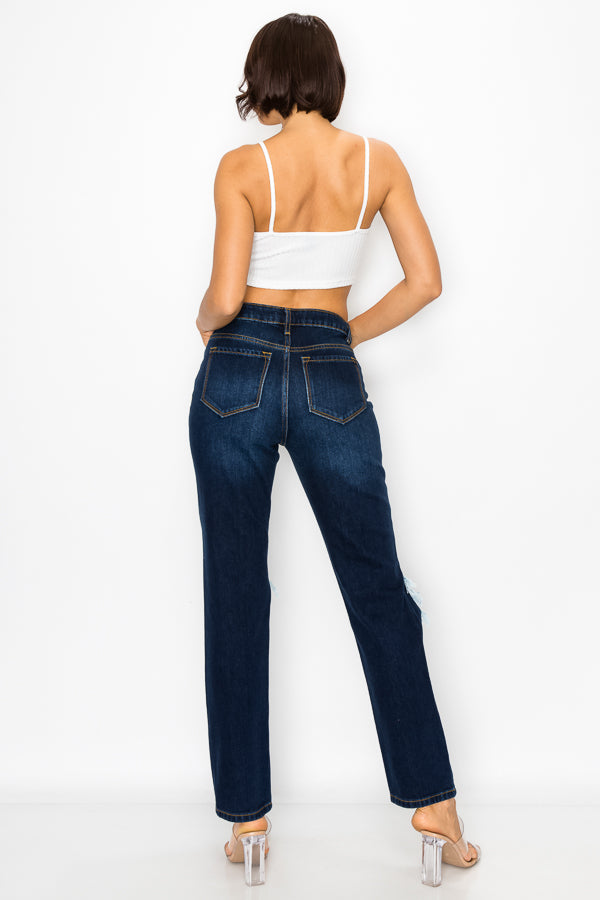 Eunice - Super High Rise Destructed Straight Leg