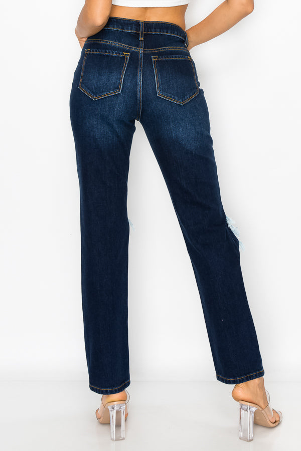 Eunice - Super High Rise Destructed Straight Leg