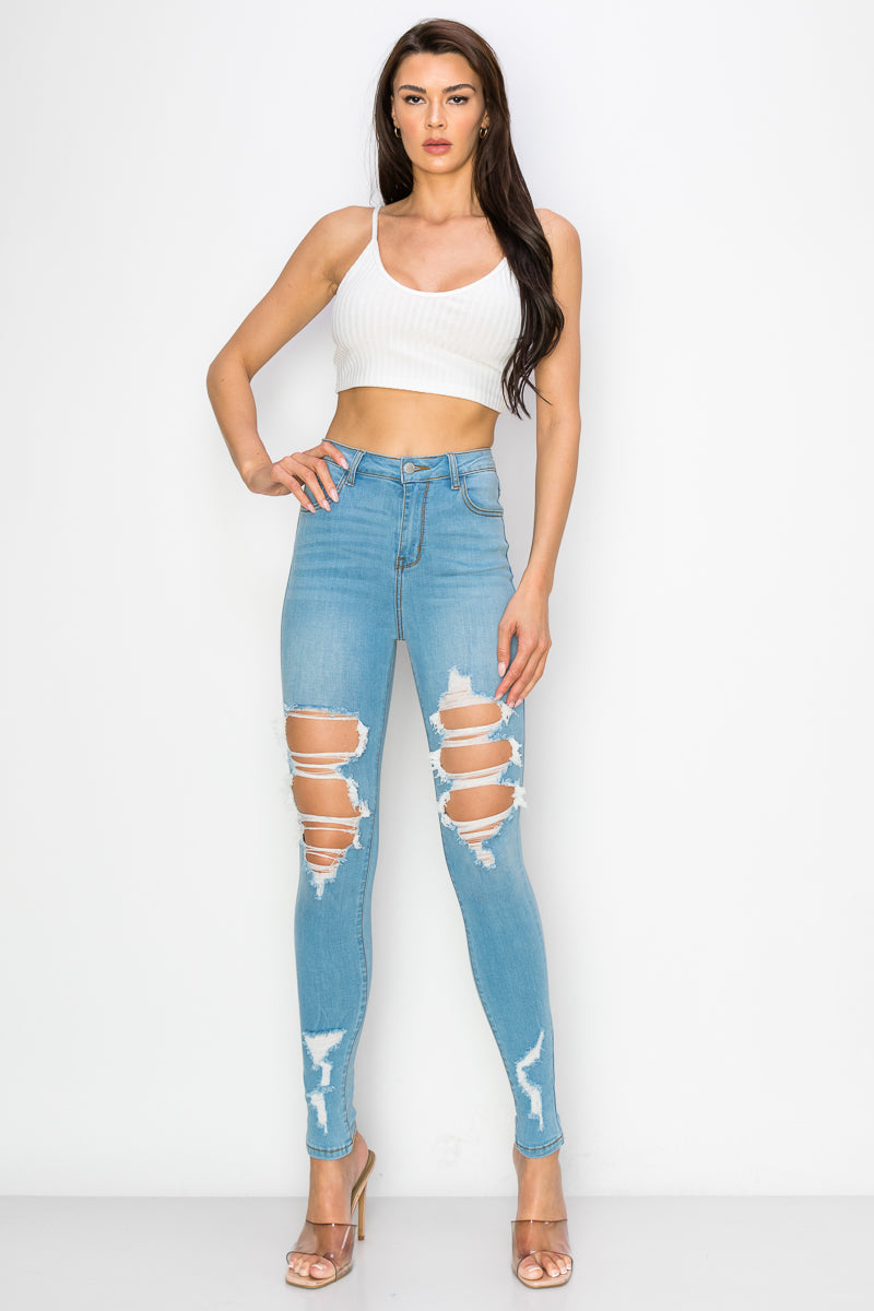 Aubrey - High Rise Destructed Soft Stretch Skinny