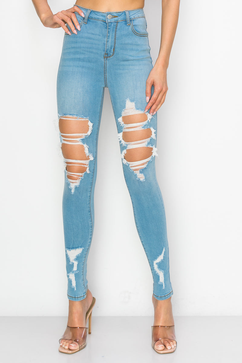 Aubrey - High Rise Destructed Soft Stretch Skinny