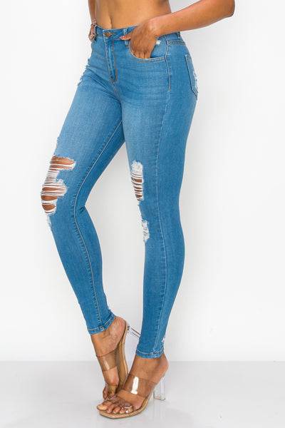 Leilani - High Rise Destructed Rayon Soft Skinny