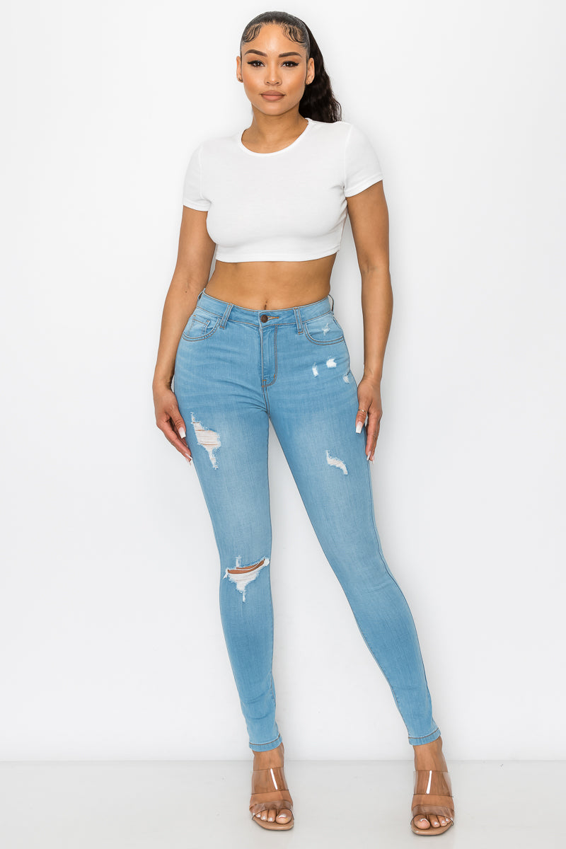Lola - Jean skinny minimaliste à taille haute
