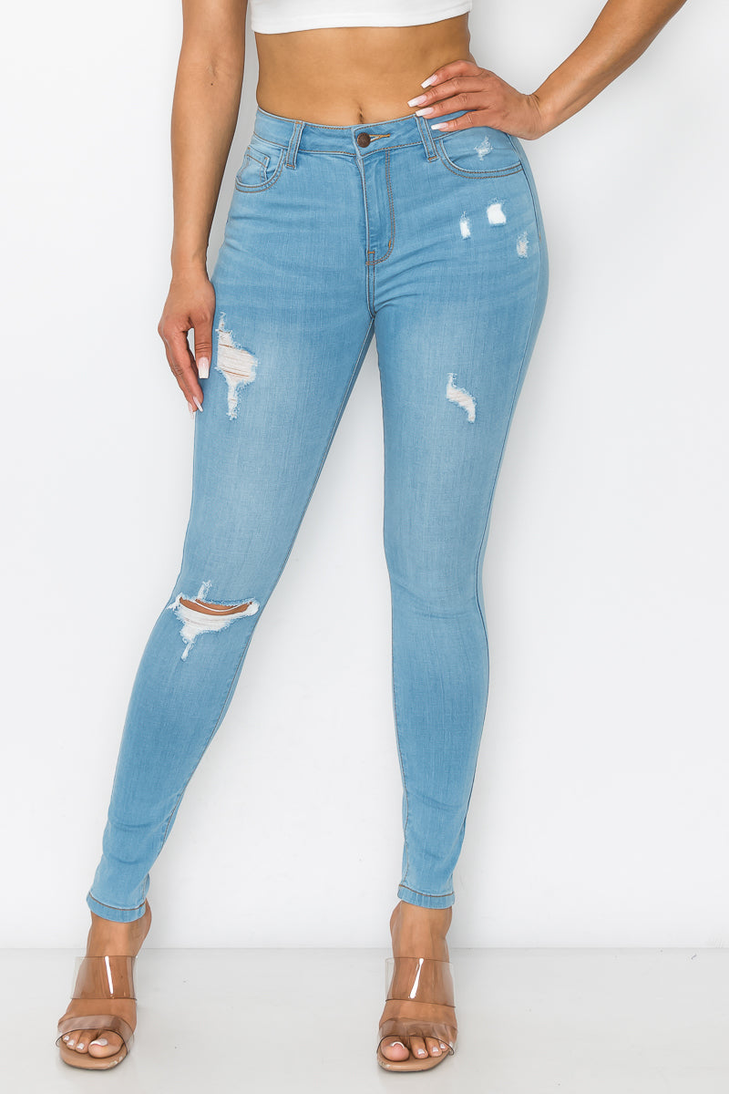 Minimal Ripped Jeans Lola - High Rise Minimal Destructed Skinny – Encore Jeans