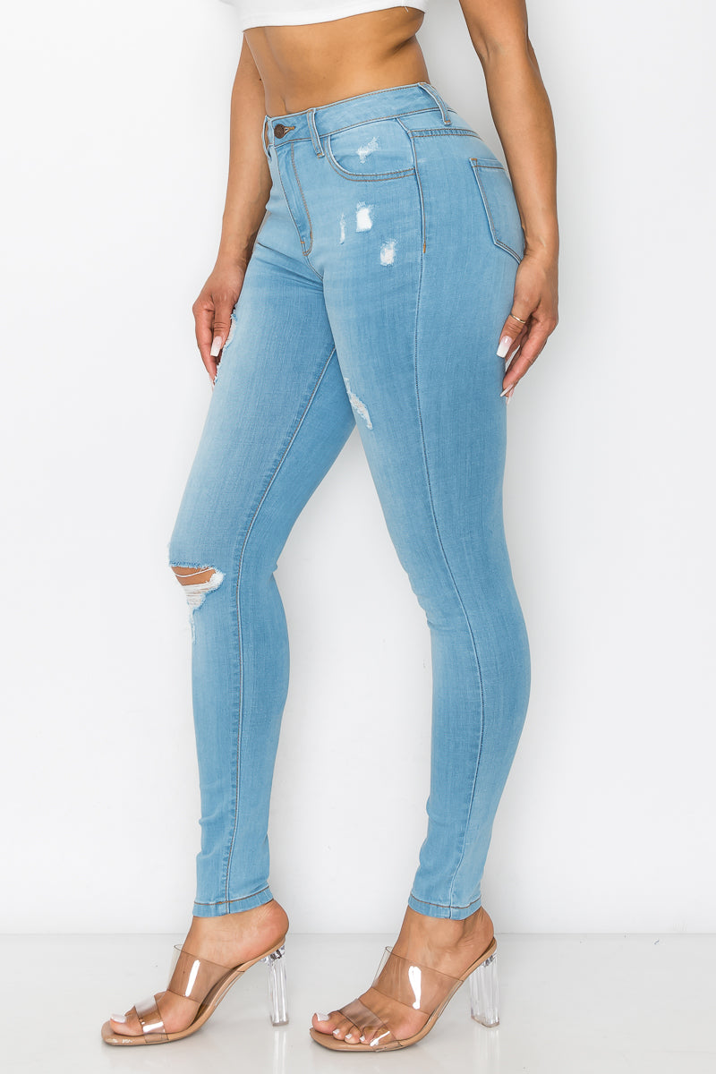 Minimal Ripped Jeans Lola - High Rise Minimal Destructed Skinny – Encore Jeans
