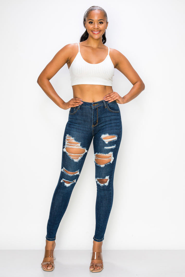 Savannah - High Rise Destructed Stretch Skinny