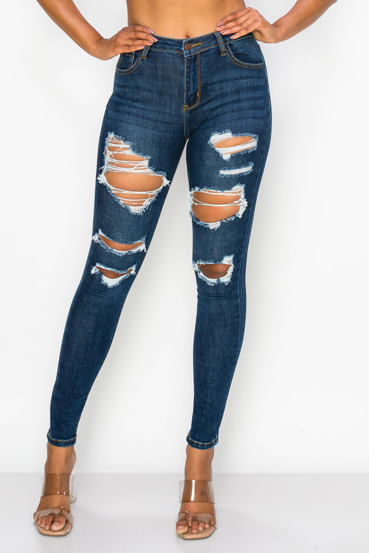 Savannah - High Rise Destructed Stretch Skinny