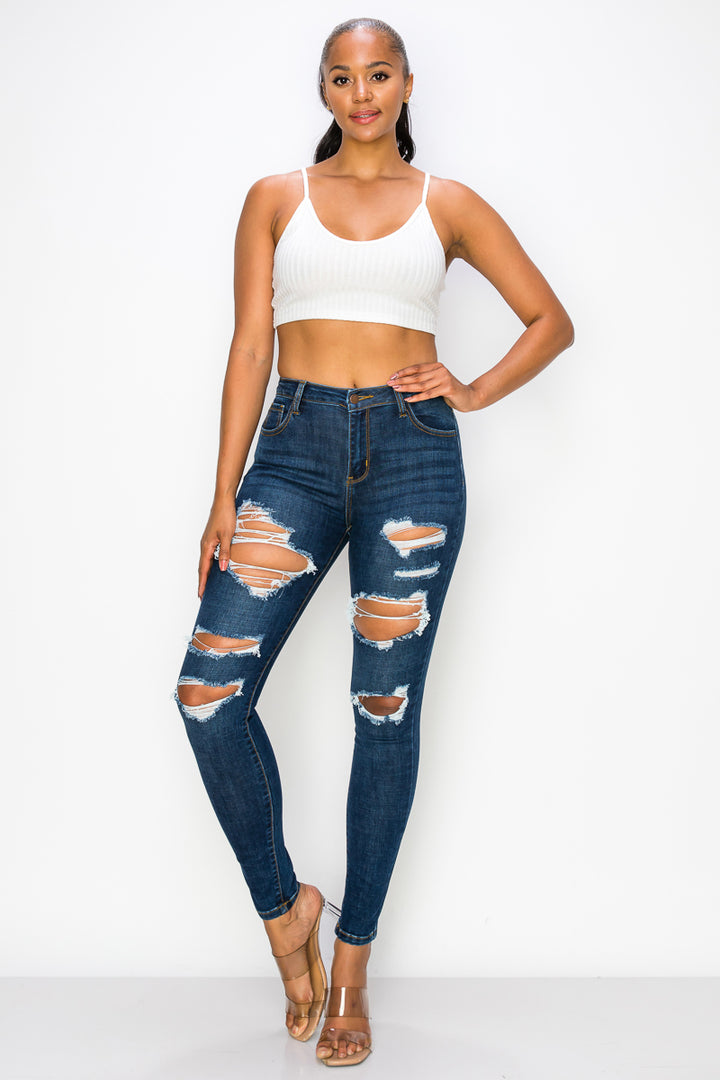 Savannah - High Rise Destructed Stretch Skinny