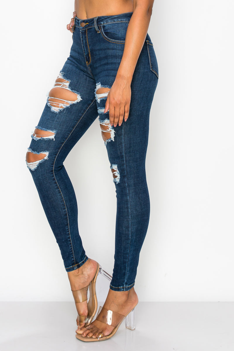 Savannah - High Rise Destructed Stretch Skinny