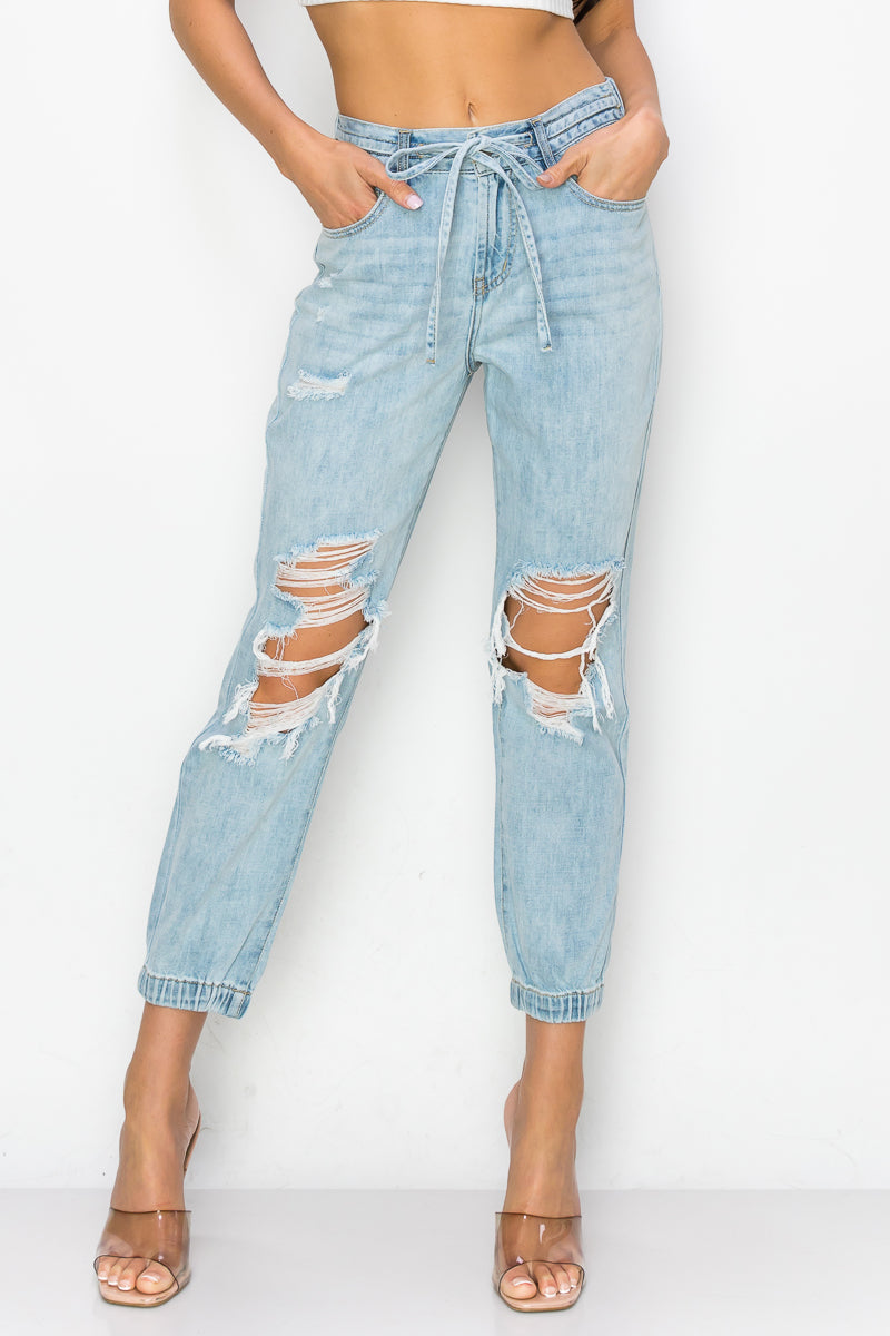 Kendra - High Rise Destructed Joggers