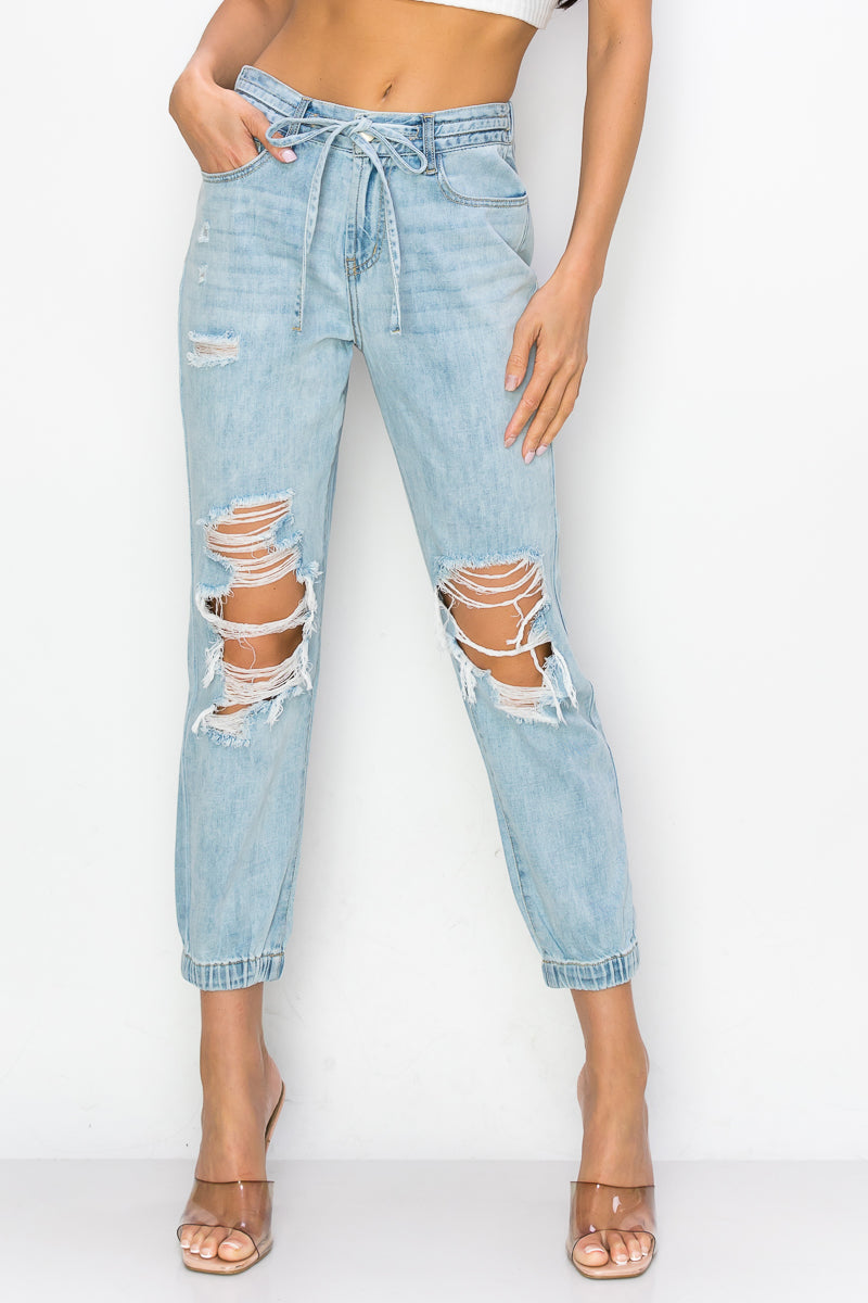 Kendra - High Rise Destructed Joggers