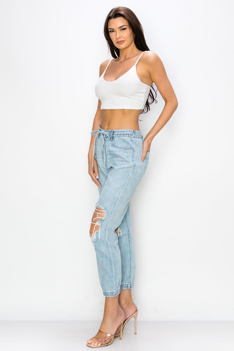 Kendra - High Rise Destructed Joggers
