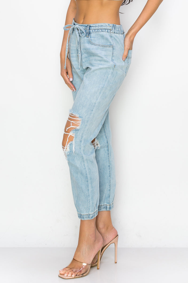Kendra - High Rise Destructed Joggers