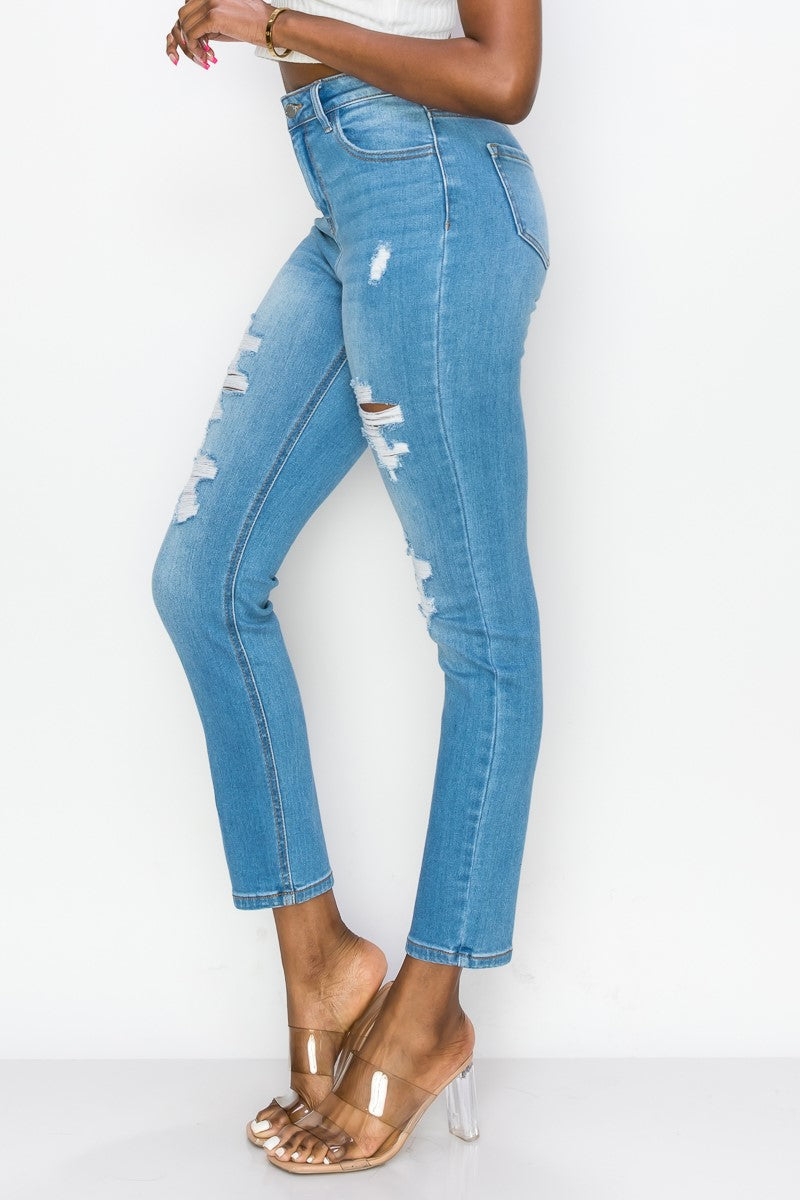 Naomi High Rise Destructed Girlfriend Jeans - Main Image