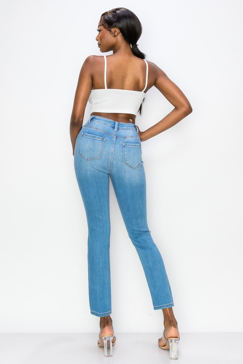 Naomi - Jeans de novia destruidos de tiro alto