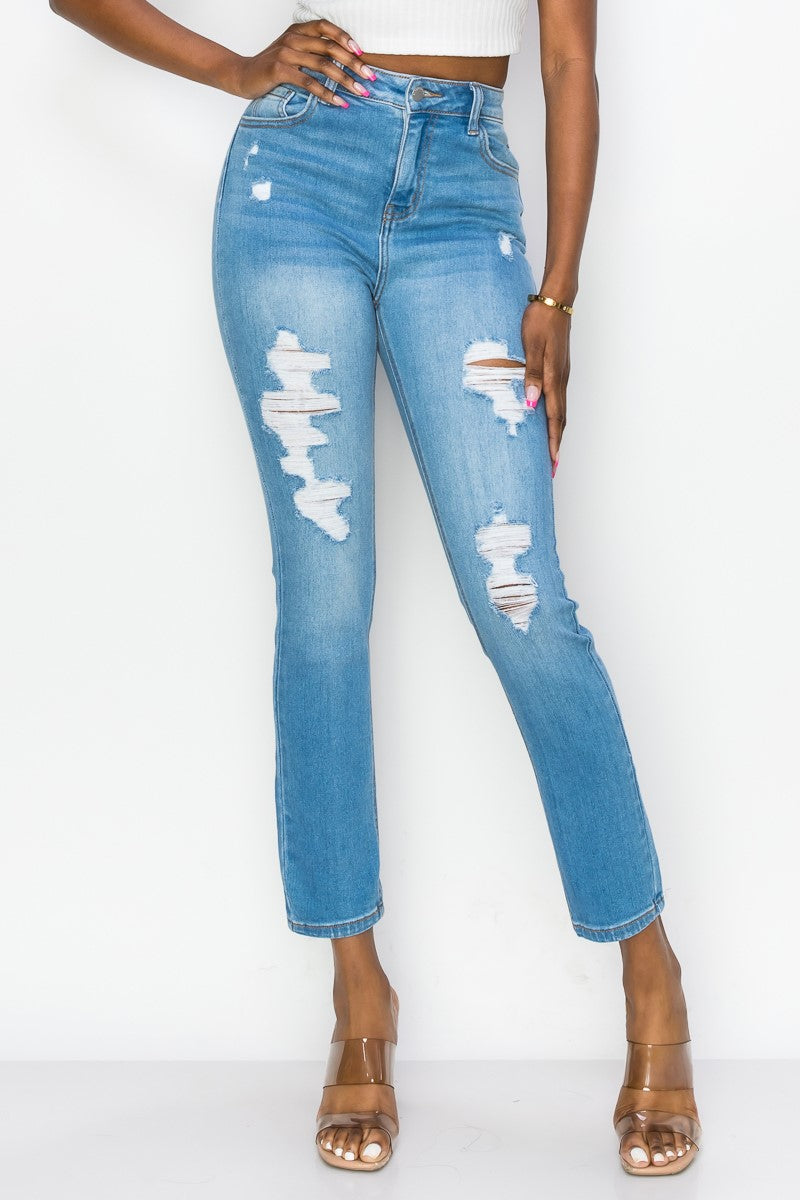 Naomi - High Rise Destructed Girlfriend Jeans