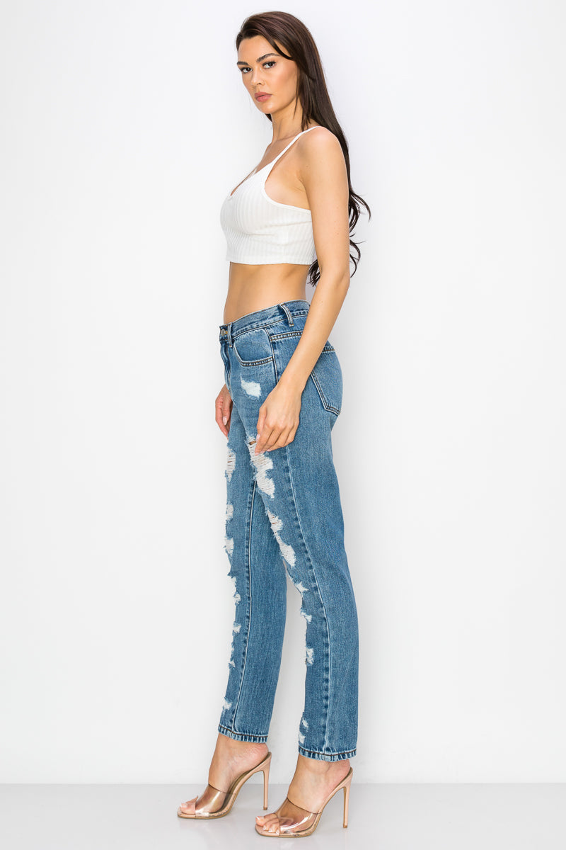 Iris - Vaqueros boyfriend destruidos de tiro alto