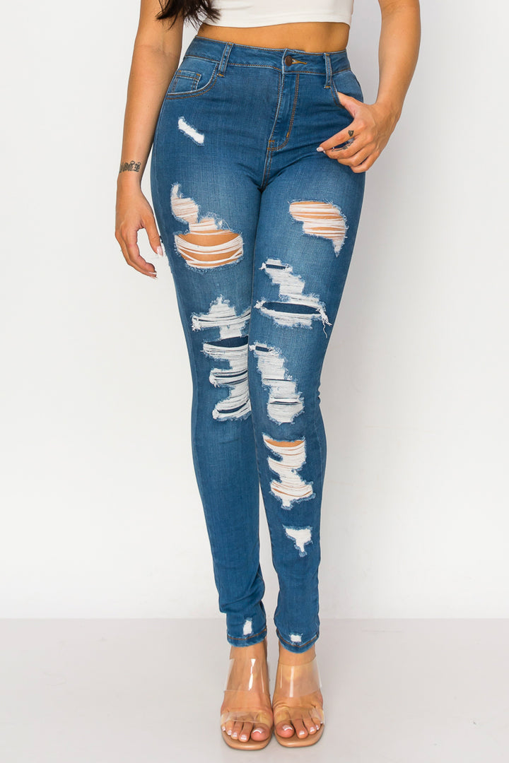 Julia - High Rise Destructed Patch Stretch Skinny