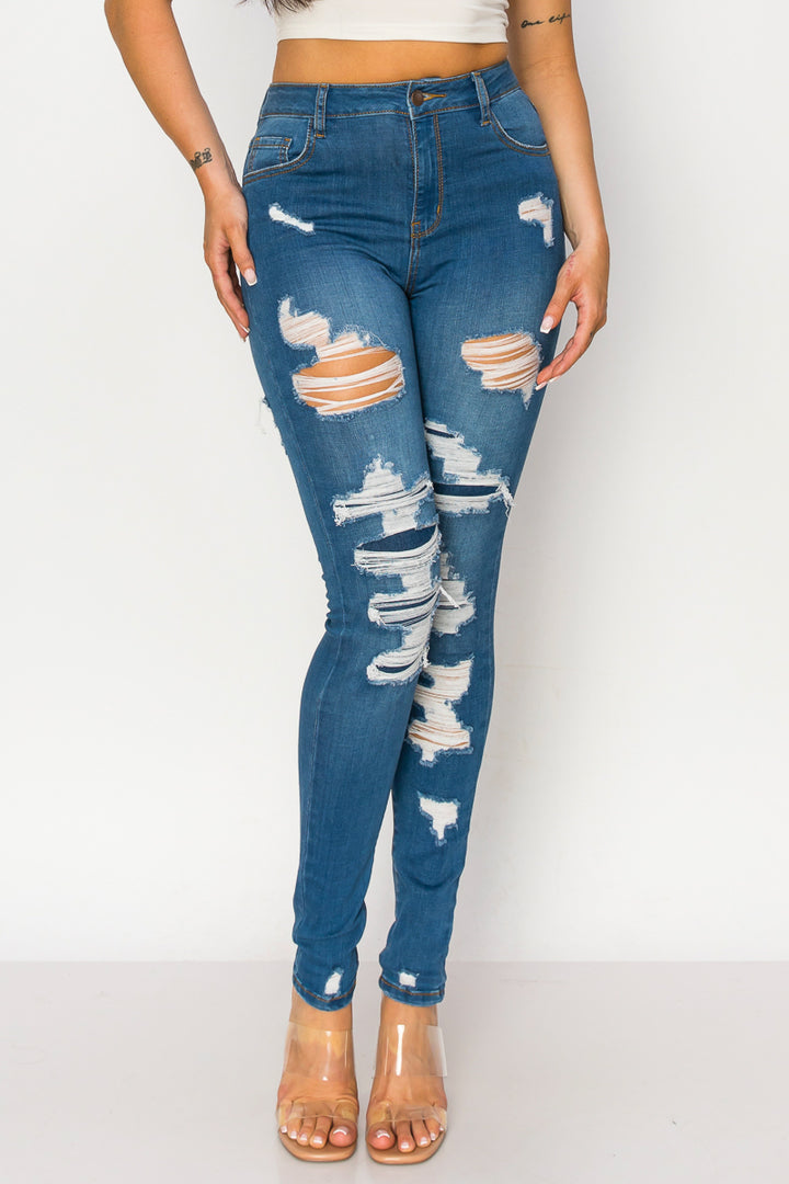 Julia - High Rise Destructed Patch Stretch Skinny