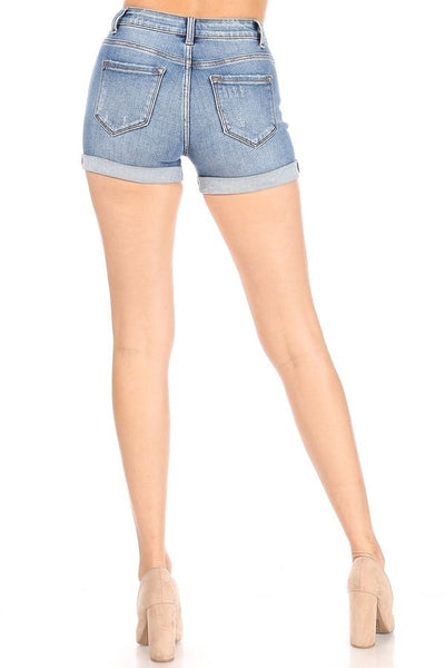 Olivia - Shorts com punhos enrolados e cintura alta