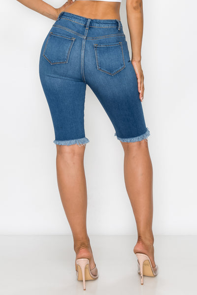 Cindy - High Rise Destructed Bermudas