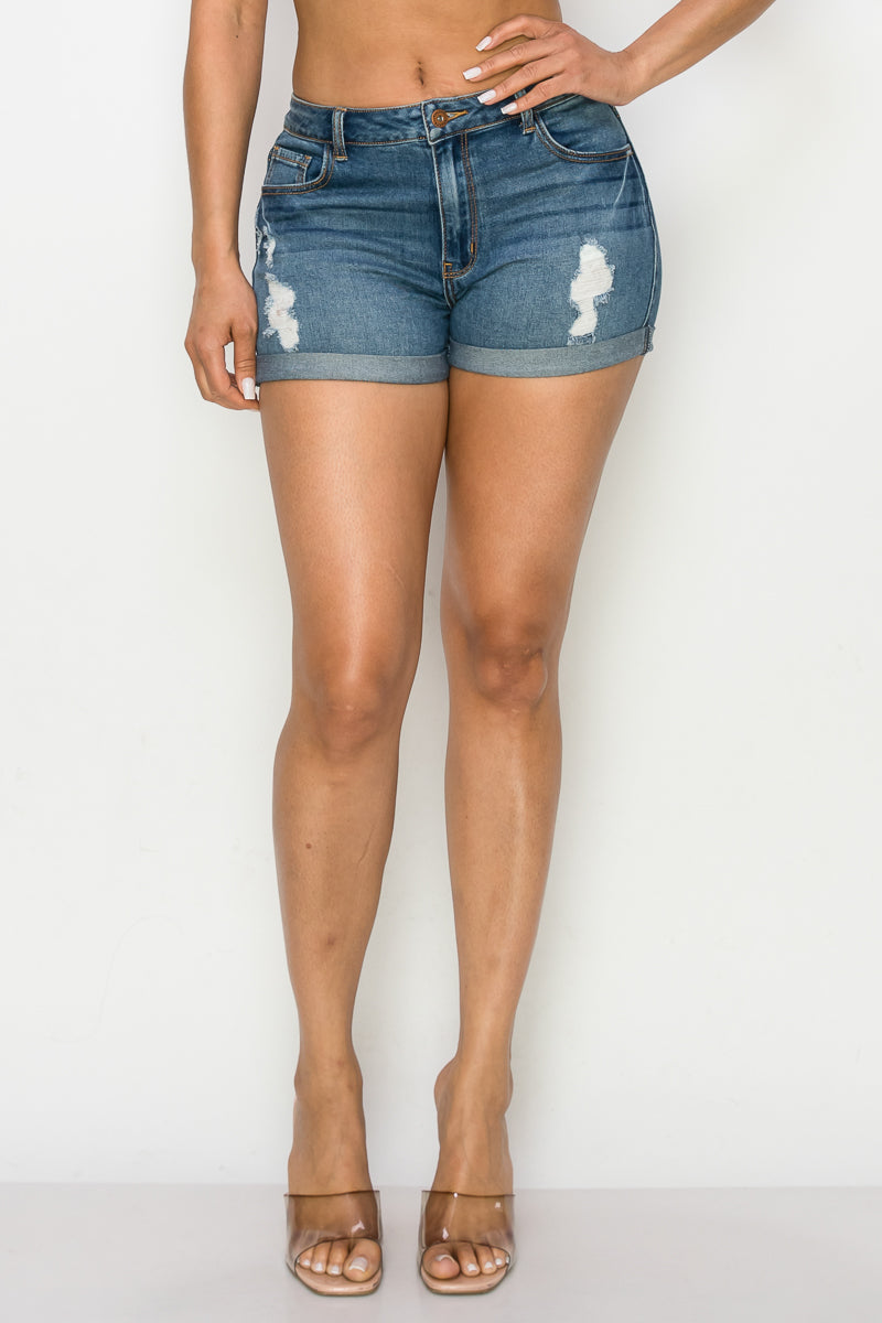 Gabriela - Shorts Rolinhos Destruídos de cintura alta