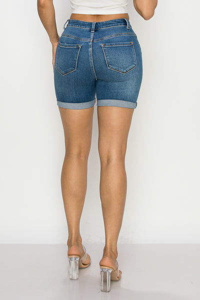 Nancy - Shorts midi enrolado com cintura alta