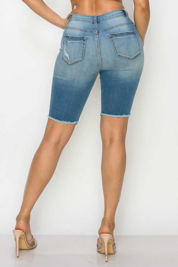 Lucy - Bermuda Fray à taille haute