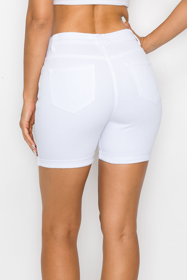 Felicia - Shorts midi enrolado clássico de cintura alta
