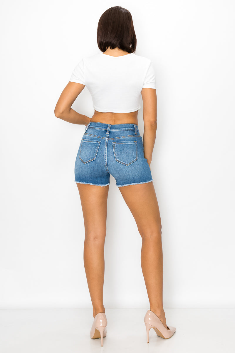 Sabrina - High Rise Destructed Fray Shorts