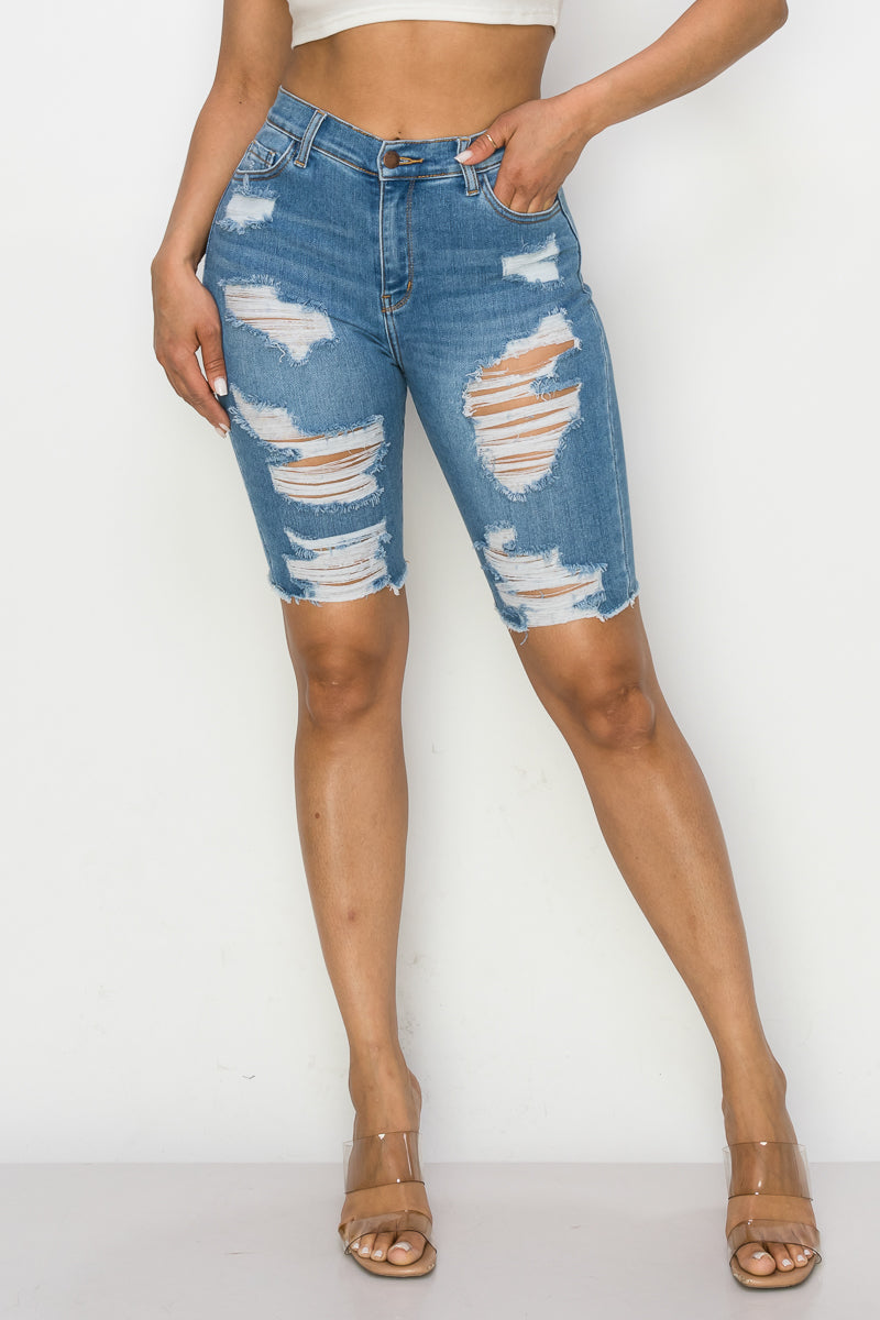 Leslie - High Rise Destructed Fray Hem