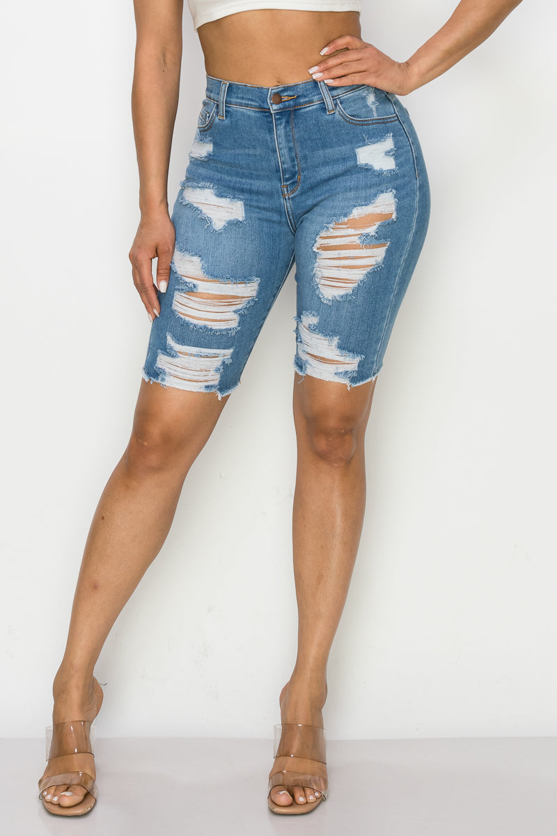 Leslie - High Rise Destructed Fray Hem