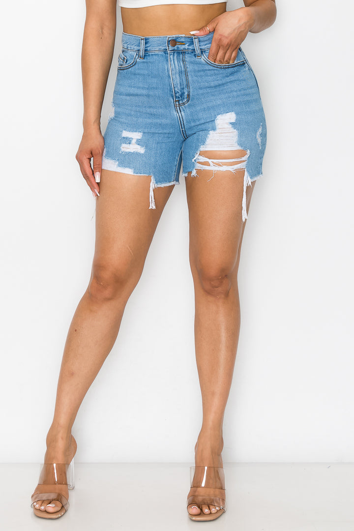 Emma - Shorts Midi Super High Destructed