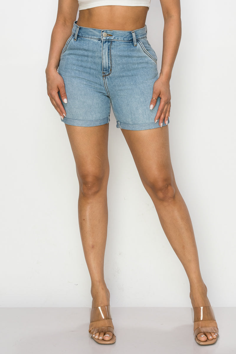 Denise - Pantalones cortos de mamá midi clásicos super altos