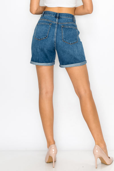 Denise - Pantalones cortos de mamá midi clásicos super altos