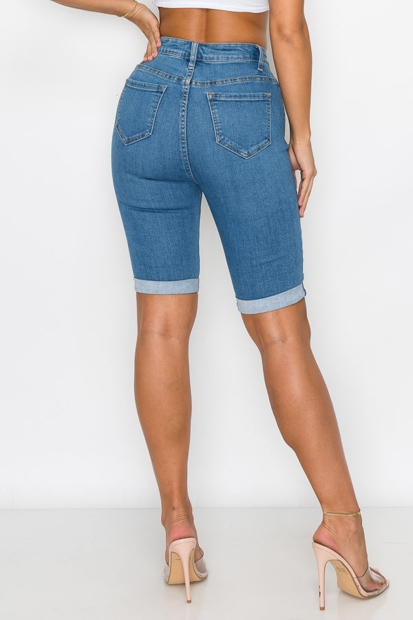 Sandra - High Rise Destructed Rolled Bermudas