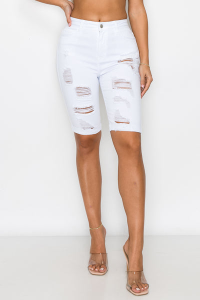 Sandra - High Rise Destructed Rolled Bermudas